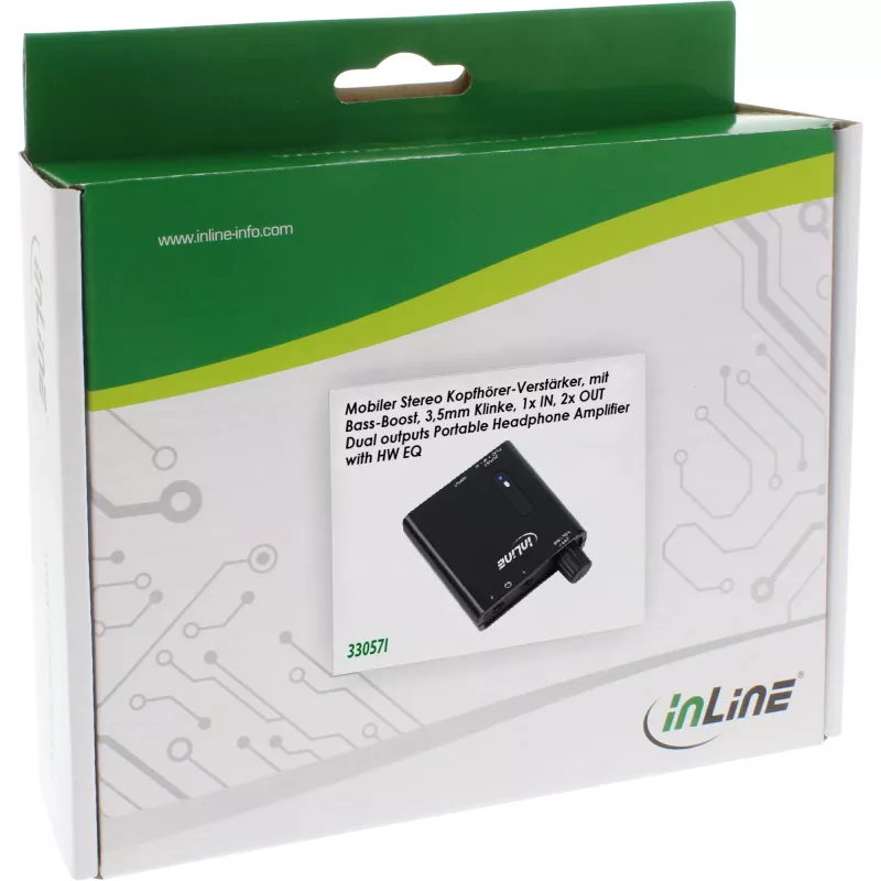 Amplificatore per cuffie con rinforzo dei bassi InLine con doppia uscita