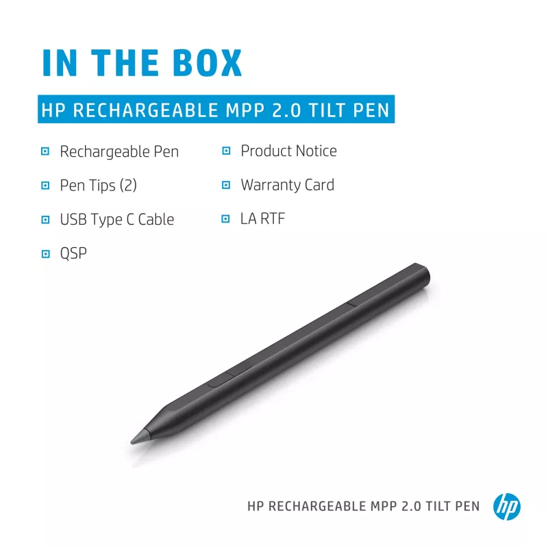 HP MPP 2.0 Tilt Pen ricaricabile (nero), laptop, HP, nero, 1 mese, Cina, Home