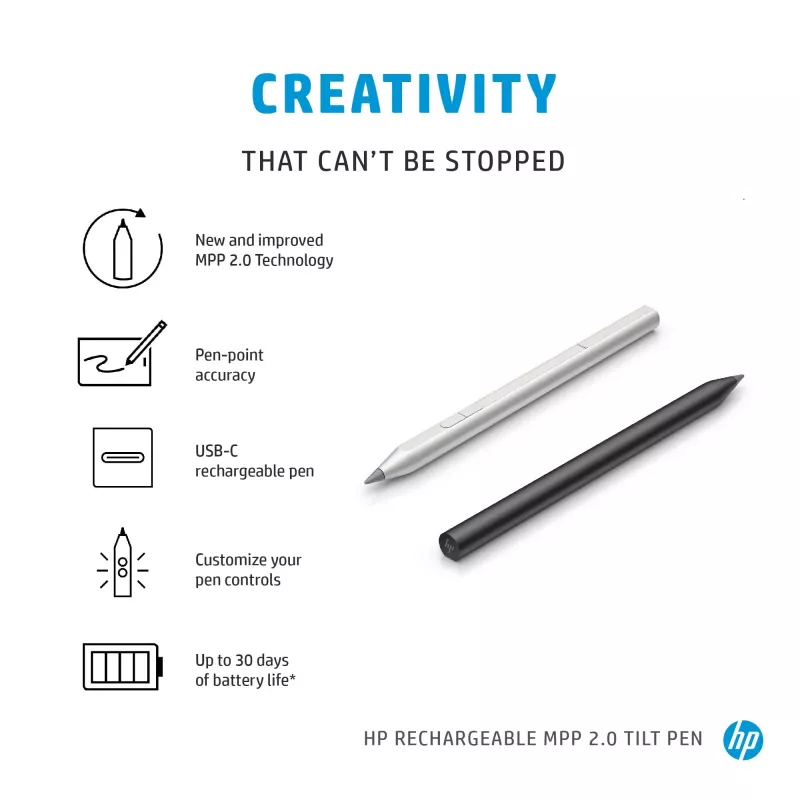 HP MPP 2.0 Tilt Pen ricaricabile (nero), laptop, HP, nero, 1 mese, Cina, Home