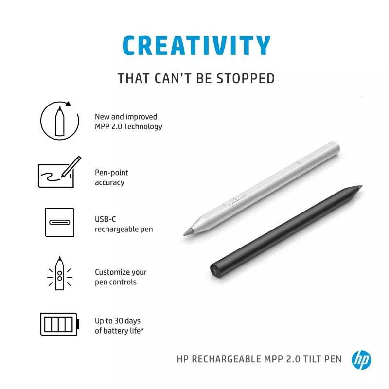 HP MPP 2.0 Tilt Pen ricaricabile (nero), laptop, HP, nero, 1 mese, Cina, Home