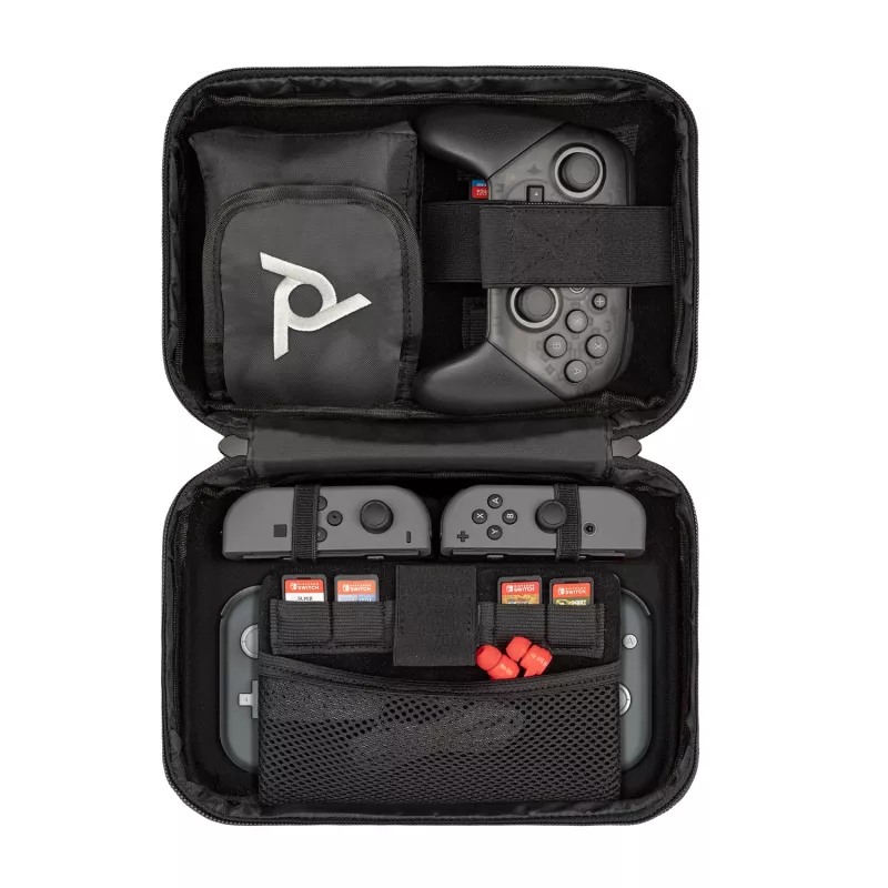 PDP Commuter Case - Elite Edition, custodia, Nintendo, nero, grigio, Nintendo Switch, Nintendo Switch Lite, Nintendo Switch OLED, antigraffio, resistente alle cadute, con zip