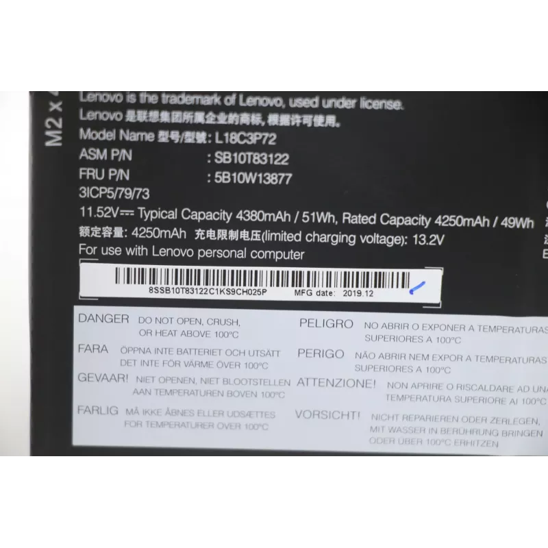 Batteria ricaricabile interna agli ioni di litio per laptop Lenovo 50Wh 5B10W13877 modelli compatibili