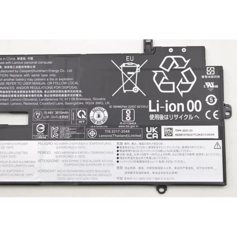 Batteria ricaricabile per laptop Lenovo 57Wh modello 5B10W13974 per laptop Lenovo compatibili