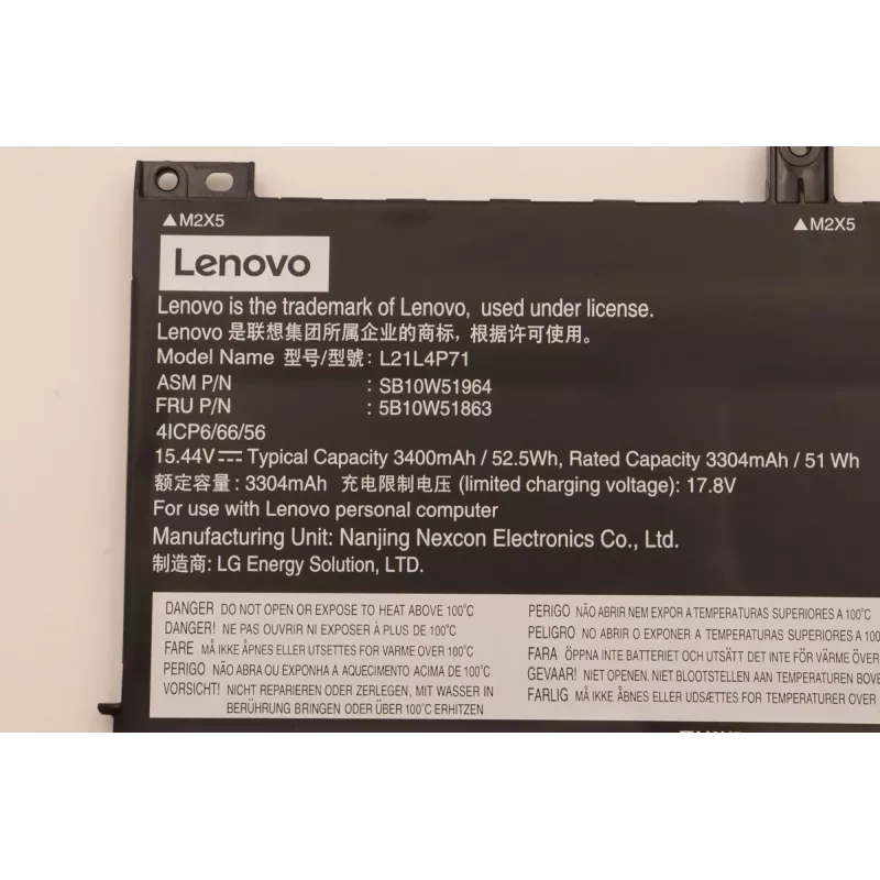 Lenovo 5B10W51863 batteria interna per laptop, a 4 celle, 52,5 Wh, Li-Ion