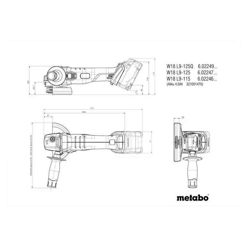 Smerigliatrice angolare Metabo W 18 L 9-125