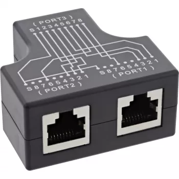 Adattatore a T InLine Cat.5e STP da connettore femmina RJ45 a 2x connettore femmina RJ45 nero