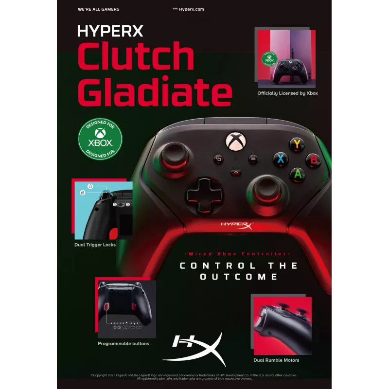 Gamepad HyperX 6L366AA nero USB con cavo per PC Xbox One Series S X