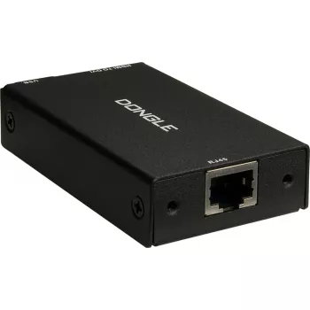 Adattatore interfaccia INTER-TECH KT-150D — RJ-45 (femmina) su DVI-D, con cavo, max. 1980×1080, incl. cavo USB-A su B, metallo, nero