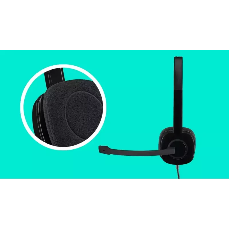 Logitech H151 cuffie stereo con microfono con cancellazione del rumore, cablate, nero
