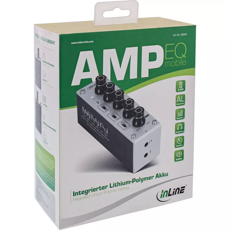 InLine AmpEQ mobile, amplificatore per cuffie e preamplificatore Tri-Tone Hi-Res AUDIO, 3,5 mm stereo