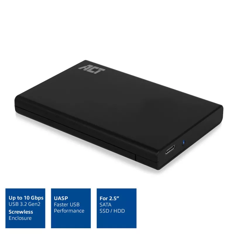 Case per HDD/SSD ACT AC1225 SATA da 2,5 inch USB-C 3.2 Gen2 nero