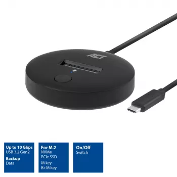 Docking station per SSD ACT M.2 NVMe/PCIe USB-C 3.2 Gen2 nero