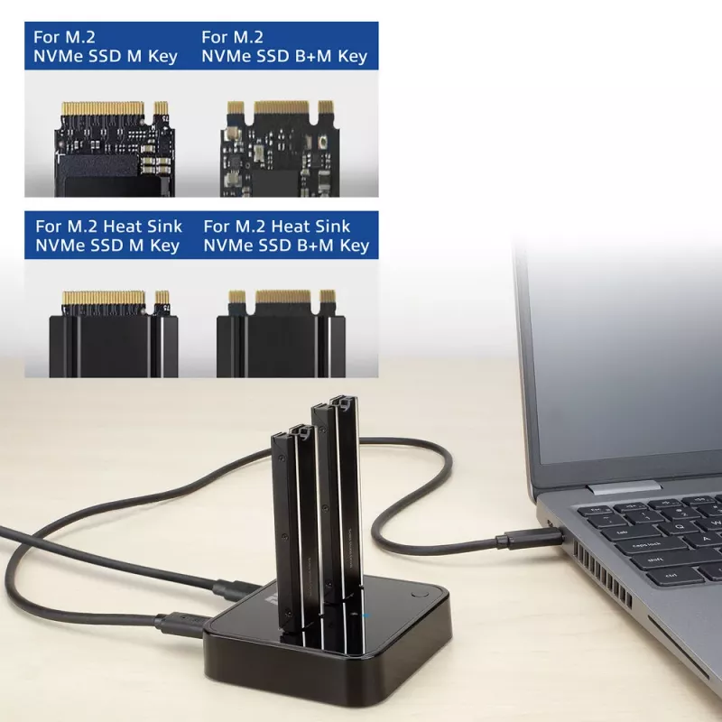 Docking e clonazione dual-SSD ACT M.2 NVMe/PCIe, USB-C 3.2 Gen2