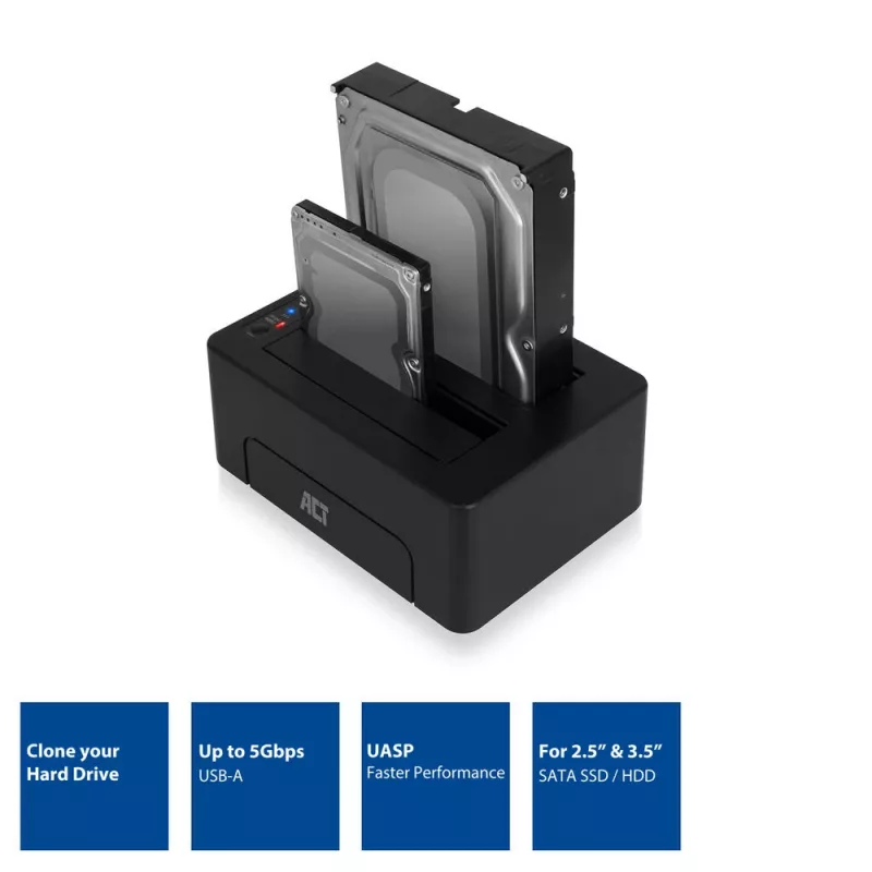 Docking station dual-HDD/SSD SATA ACT da 2,5