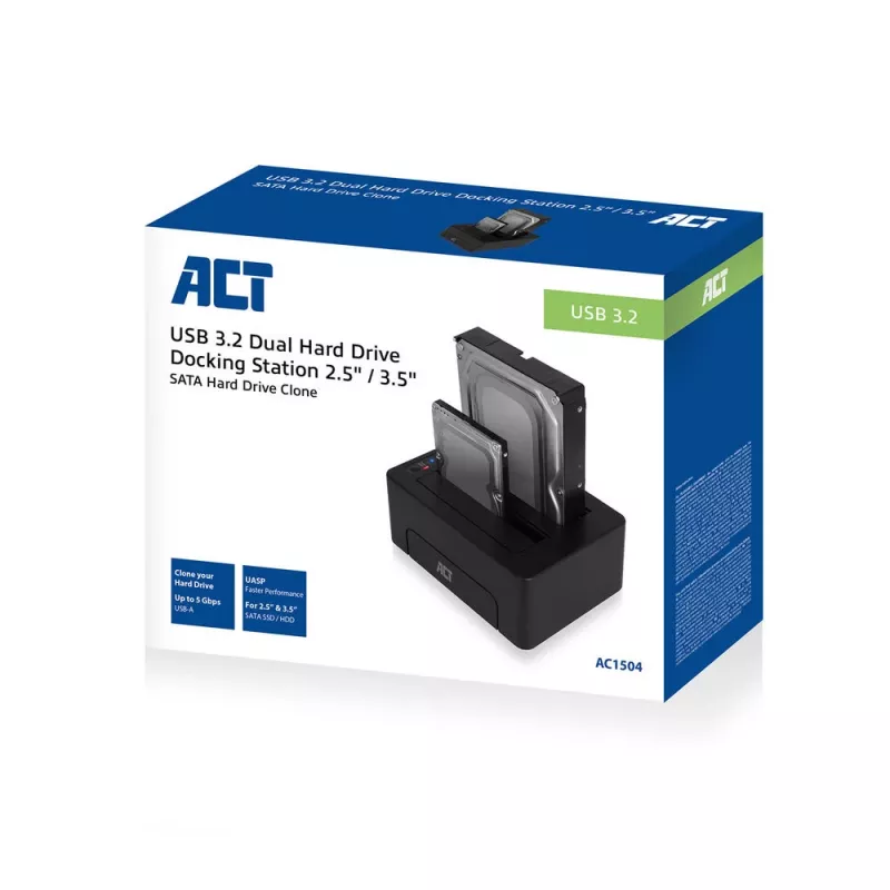 Docking station dual-HDD/SSD SATA ACT da 2,5