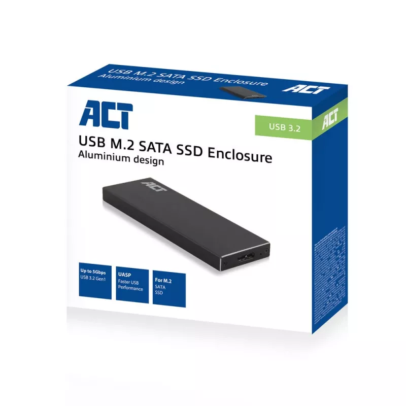 Case per SSD ACT M.2 USB 3.2 Gen1 nero 5 Gbit/s