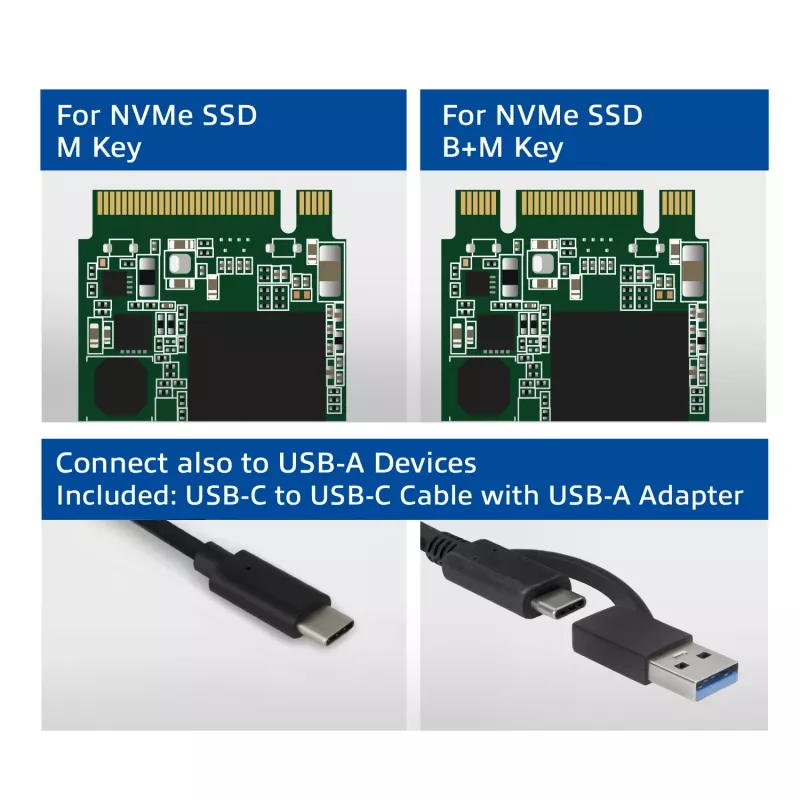 Case per SSD ACT AC1615 USB-C M.2 NVMe PCIe 10 Gbit/s nero