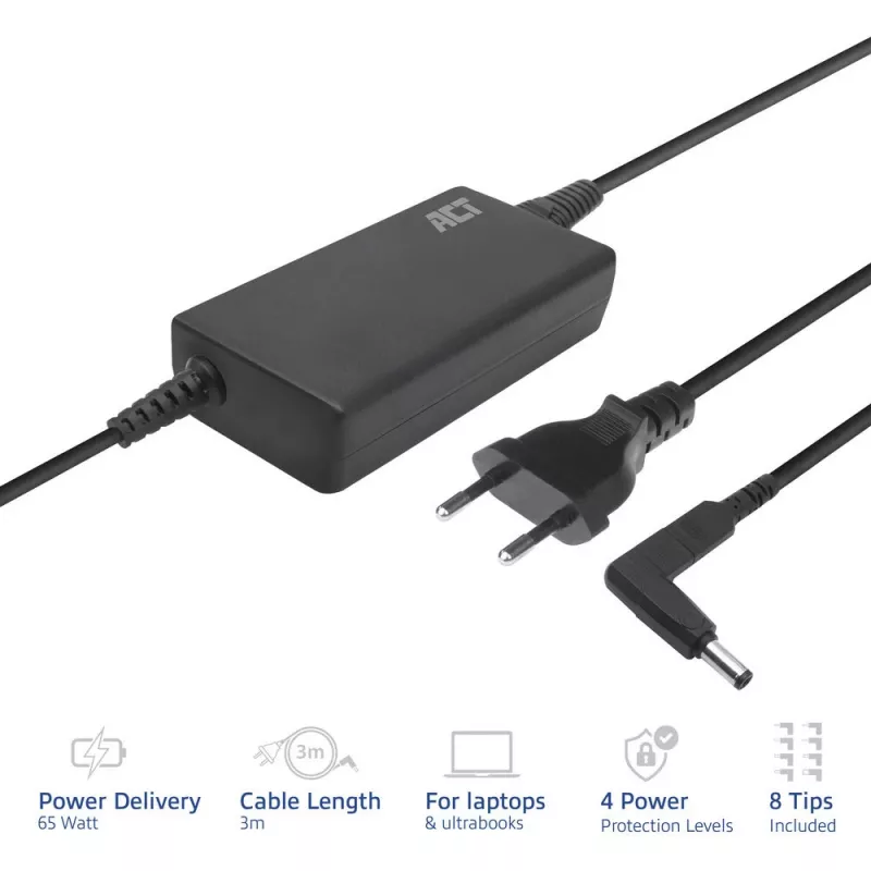 Caricabatterie sottile ACT 65W (per laptop fino a 15,6
