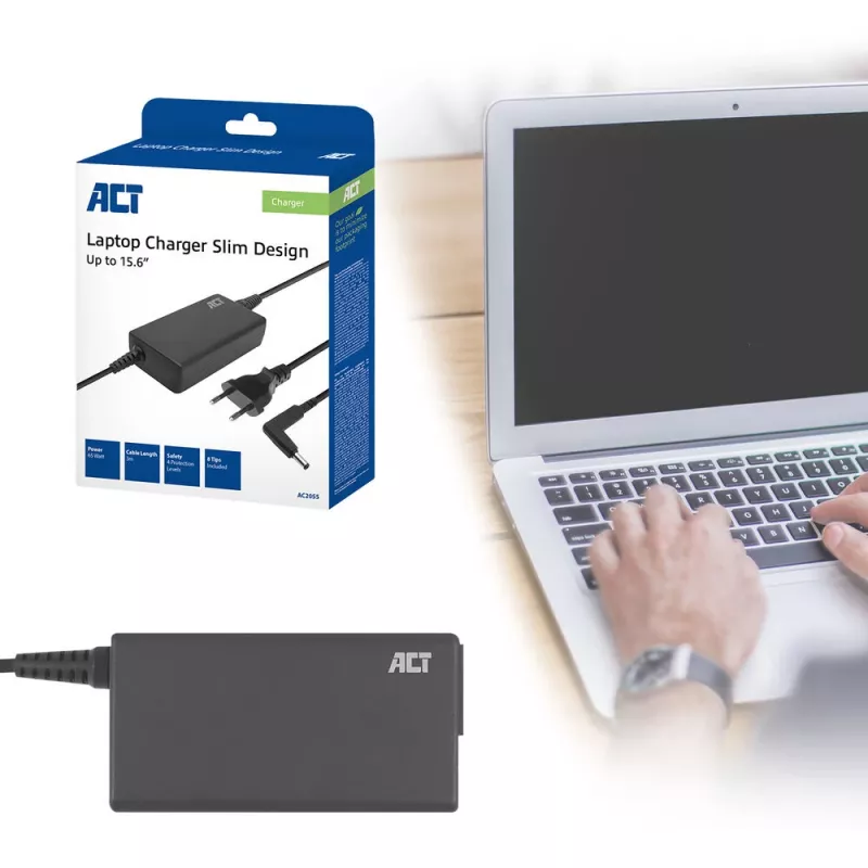 Caricabatterie sottile ACT 65W (per laptop fino a 15,6