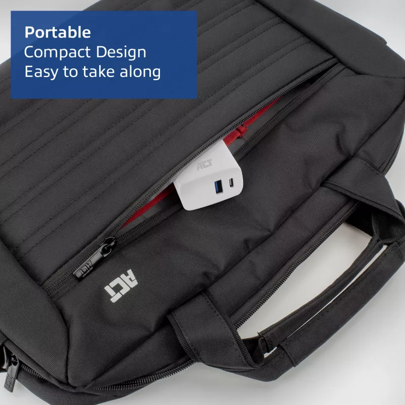 Caricabatterie USB-C e USB-A ACT 20 W con Power Delivery PPS, Quick Charge, GaNFast