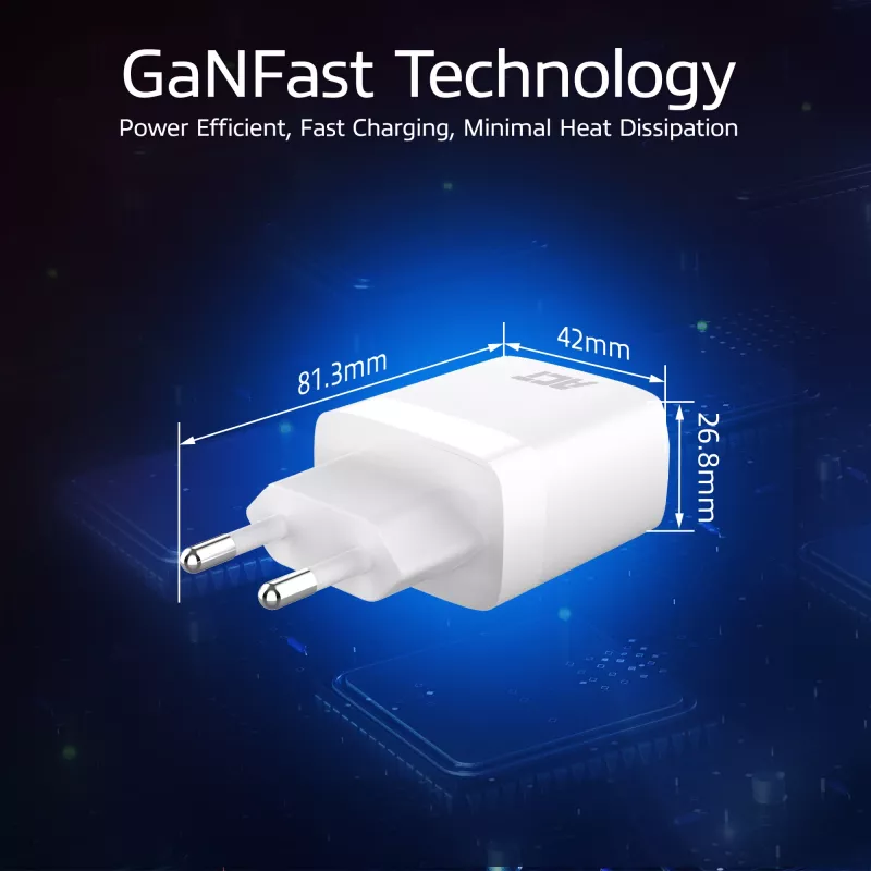 Caricabatterie USB-C e USB-A ACT 20 W con Power Delivery PPS, Quick Charge, GaNFast