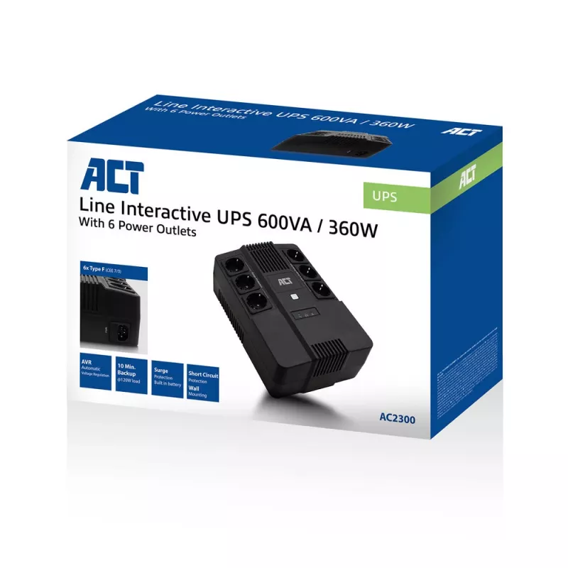 UPS line interactive ACT 600 VA - con prese di sicurezza