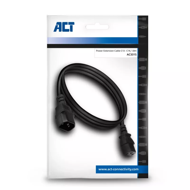 Cavo di alimentazione C13 C14 nero 1,8 m ACT Powercord