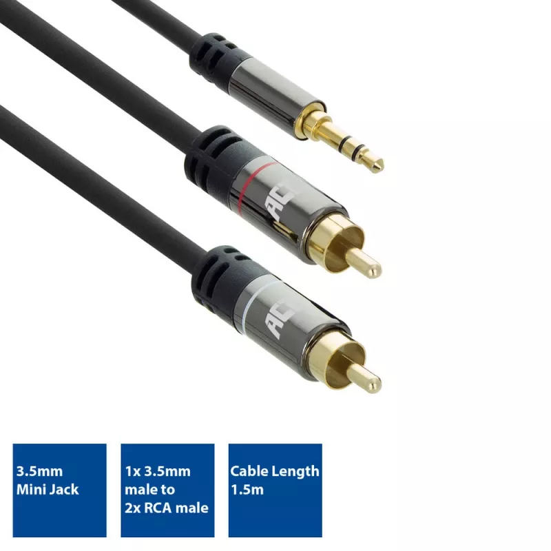 Cavo audio ACT AC3605 1,5 m 3,5 mm a 2 x RCA nero