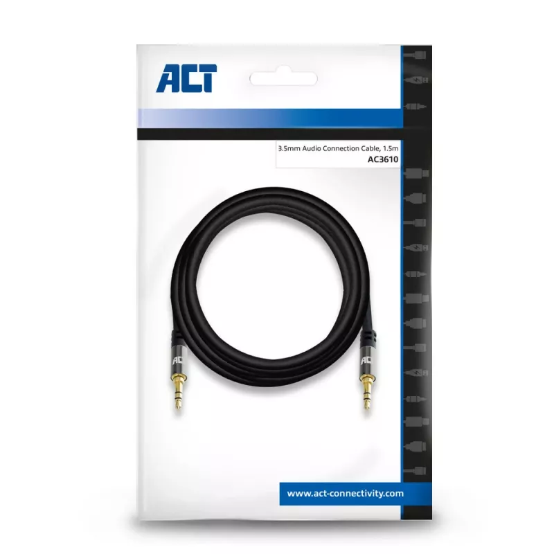Cavo audio stereo di alta qualità ACT 1,5 m jack 3,5 mm maschio – maschio
