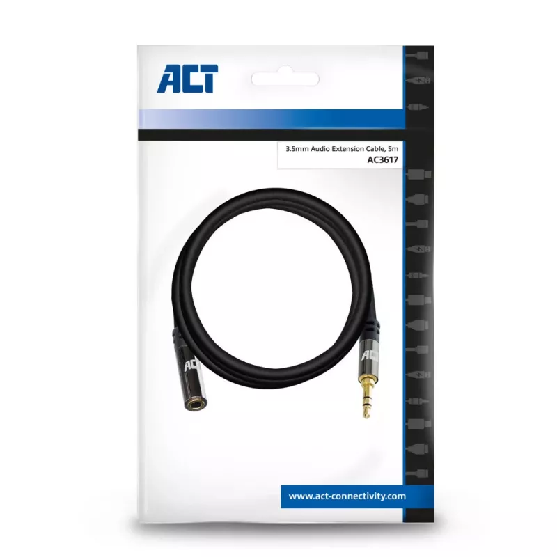 ACT cavo prolunga audio di alta qualità 5 metri 3,5 mm jack stereo maschio - femmina