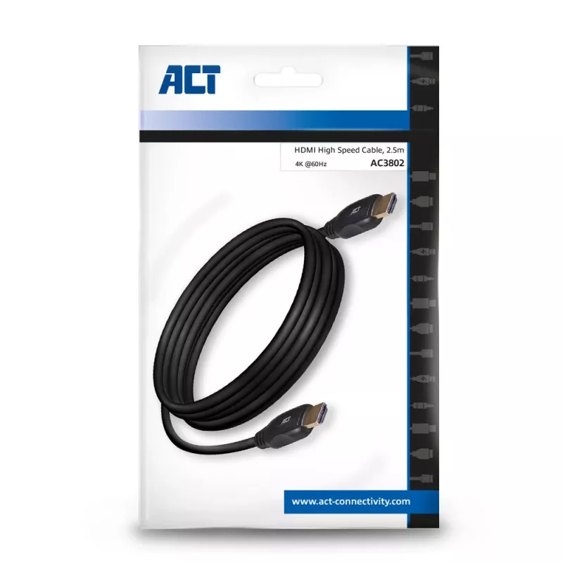 ACT cavo HDMI 4K High Speed 2,5 m v2.0 HDMI-A maschio - HDMI-A maschio
