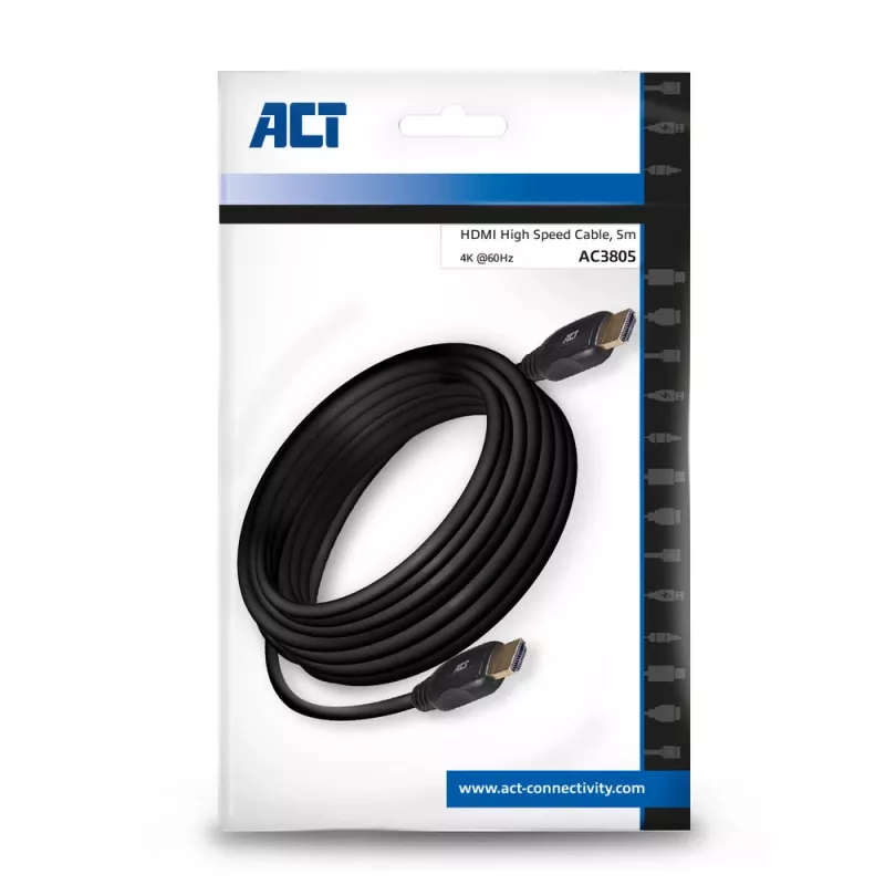 ACT cavo video HDMI Ultra High Speed 5 metri v2.0 HDMI-A maschio - HDMI-A maschio