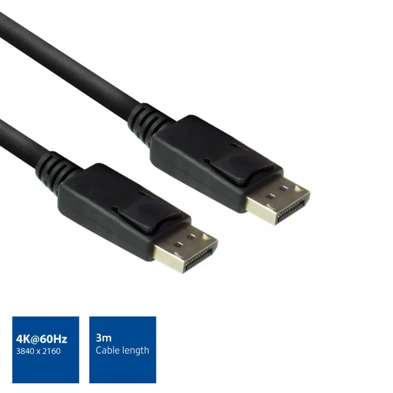 ACT cavo DisplayPort 3 metri maschio - maschio, 3 m, DisplayPort, DisplayPort, maschio, maschio, 3840 x 2160 pixel