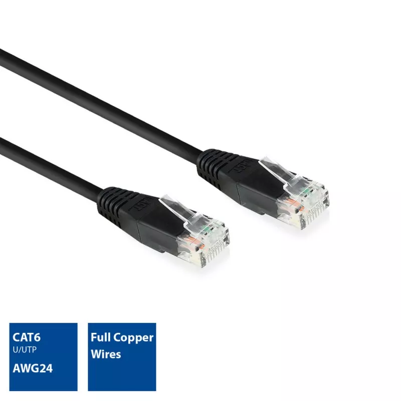 ACT cavo patch U/UTP CAT6 nero 2,0 m con connettori RJ45