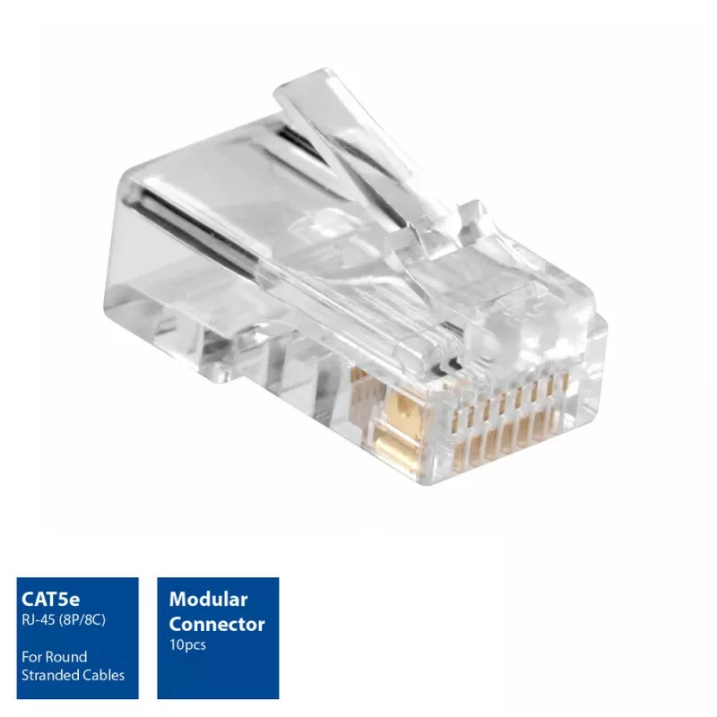 Connettore modulare CAT5E RJ-45 ACT AC4110 maschio argento trasparente 10 pz.