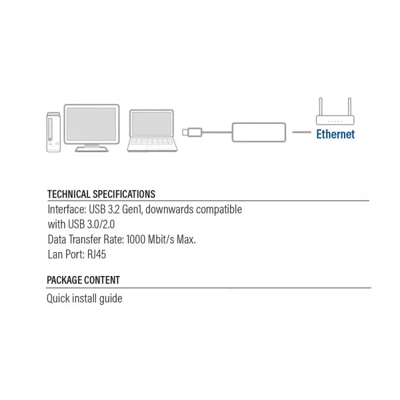 Scheda di rete ACT AC4410 Ethernet 1000 Mbit/s cablata USB