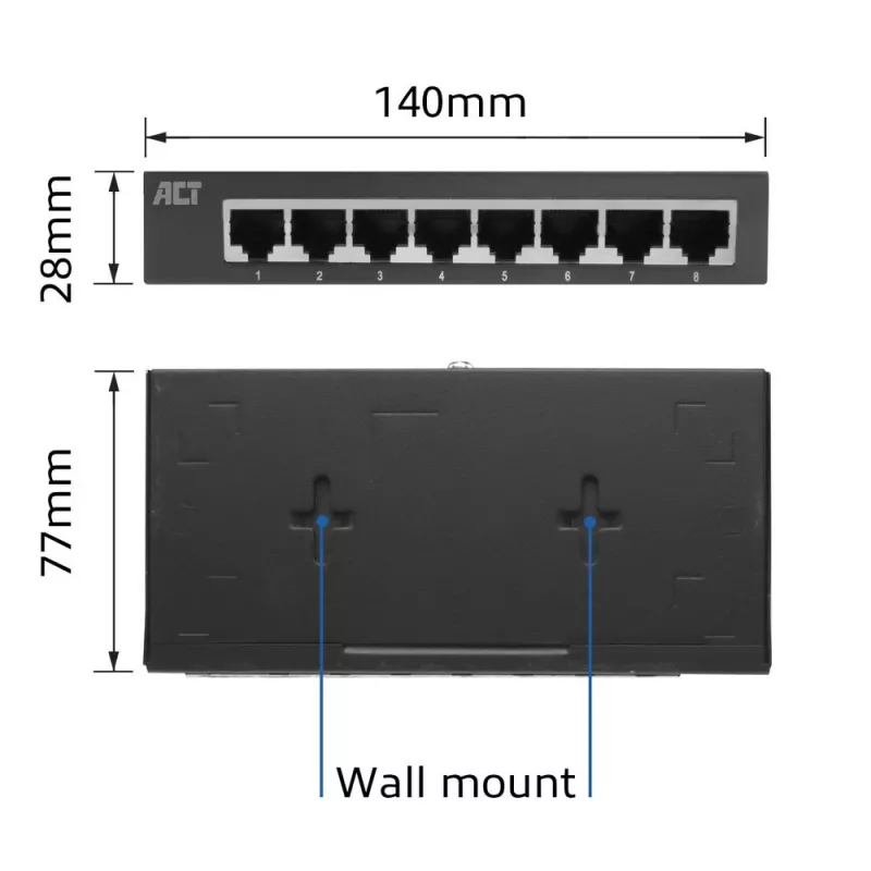 Switch unmanaged ACT AC4418 8 porte Gigabit Ethernet 10/100/1000