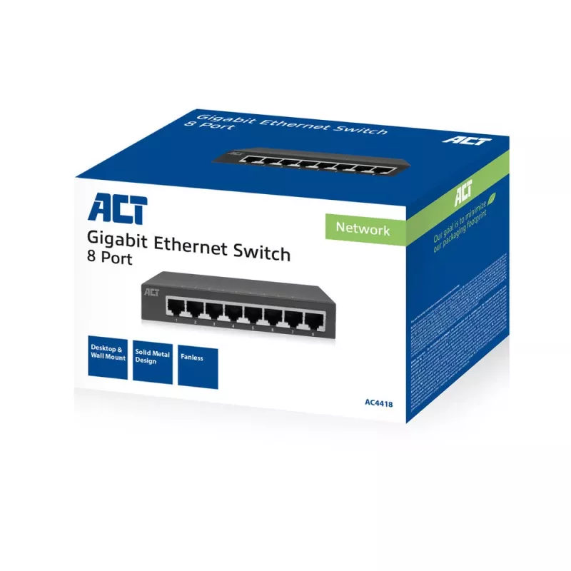 Switch unmanaged ACT AC4418 8 porte Gigabit Ethernet 10/100/1000