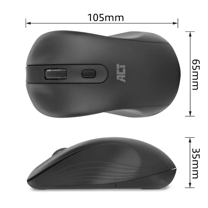 ACT AC5105 mouse wireless ambidestro, nero