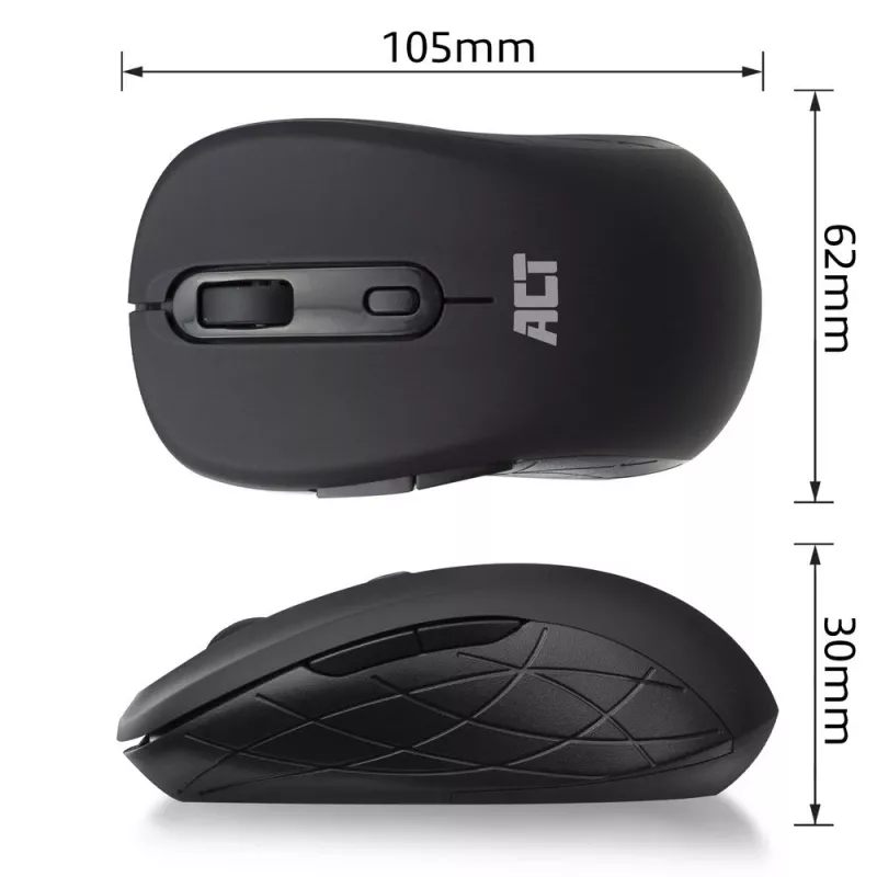ACT AC5125 mouse wireless, ambidestro, 1600 DPI, nero