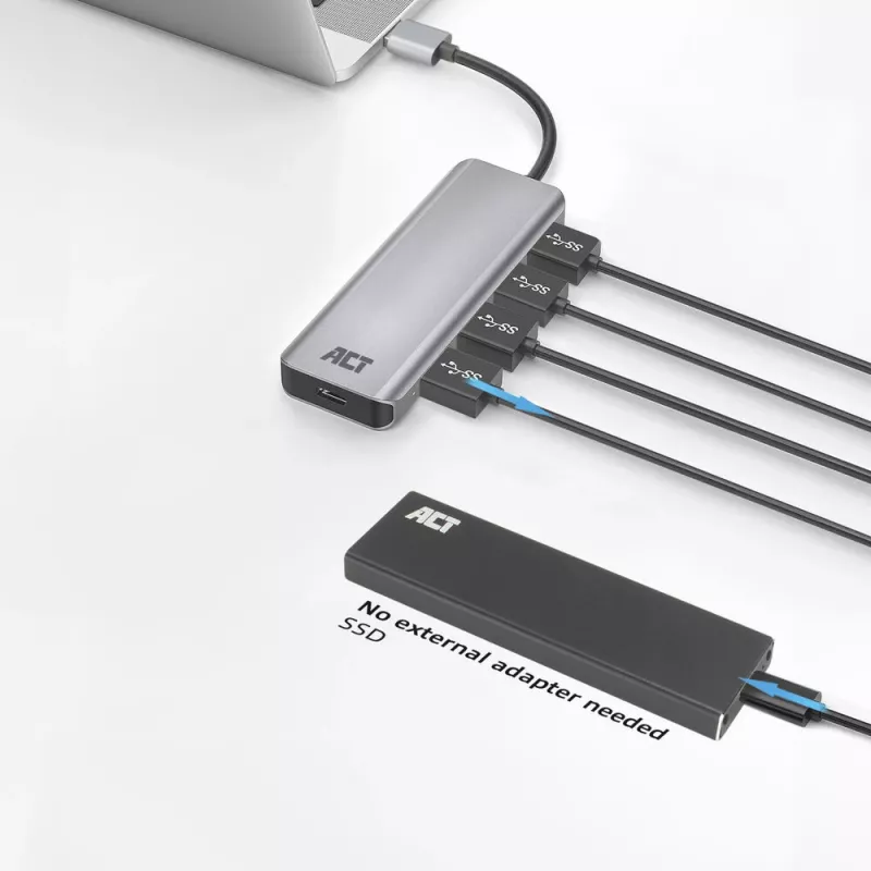 Hub USB ACT AC6121 Type-A 5000 Mbit/s alluminio