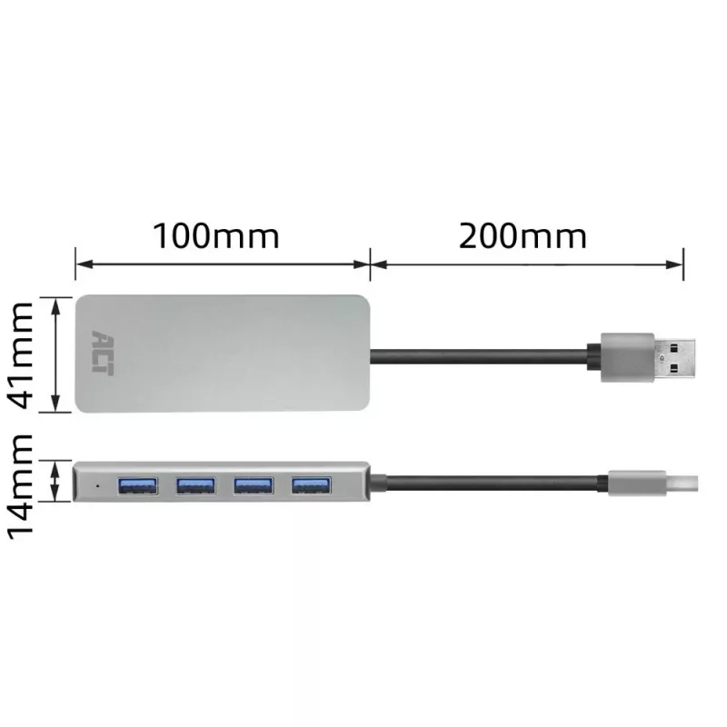 Hub USB ACT AC6121 Type-A 5000 Mbit/s alluminio