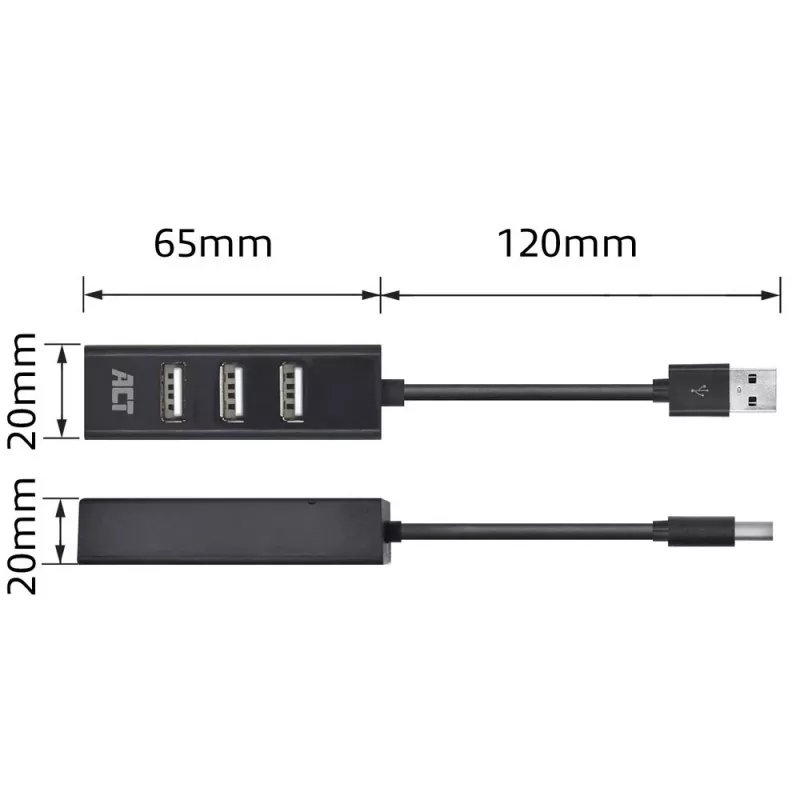 Hub USB ACT AC6205 2.0 480 Mbit/s nero 0,12 m