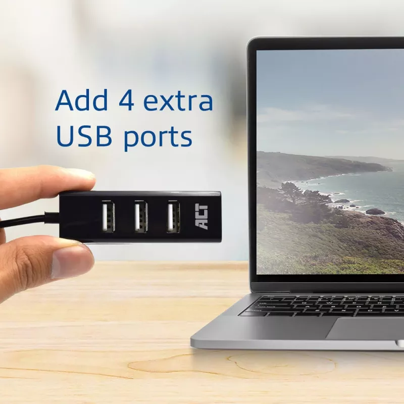Hub USB ACT AC6205 2.0 480 Mbit/s nero 0,12 m