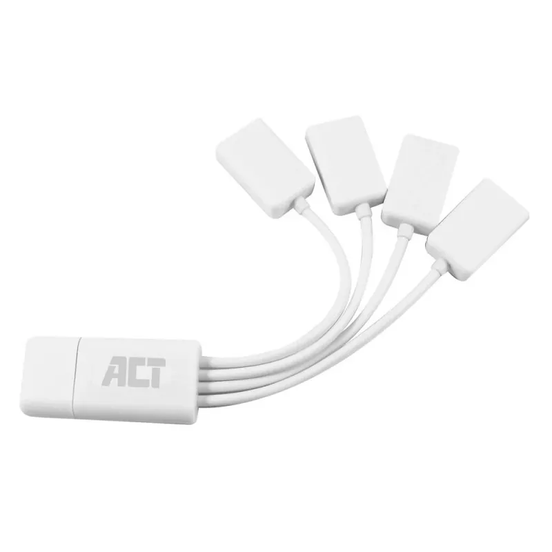 Hub USB ACT 4 porte USB-A flessibile USB 3.2 Gen 1 bianco 480 Mbit/s