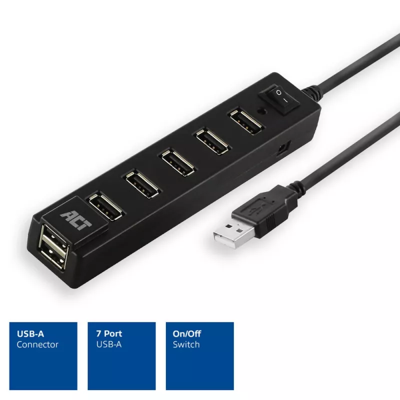 Hub USB ACT AC6215 480 Mbit/s nero