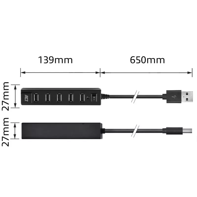 Hub USB ACT AC6215 480 Mbit/s nero