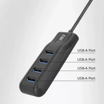 Hub interfacce ACT AC6320 USB 3.2 Gen 1 (3.1 Gen 1) Type-A 5000 Mbit/s nero