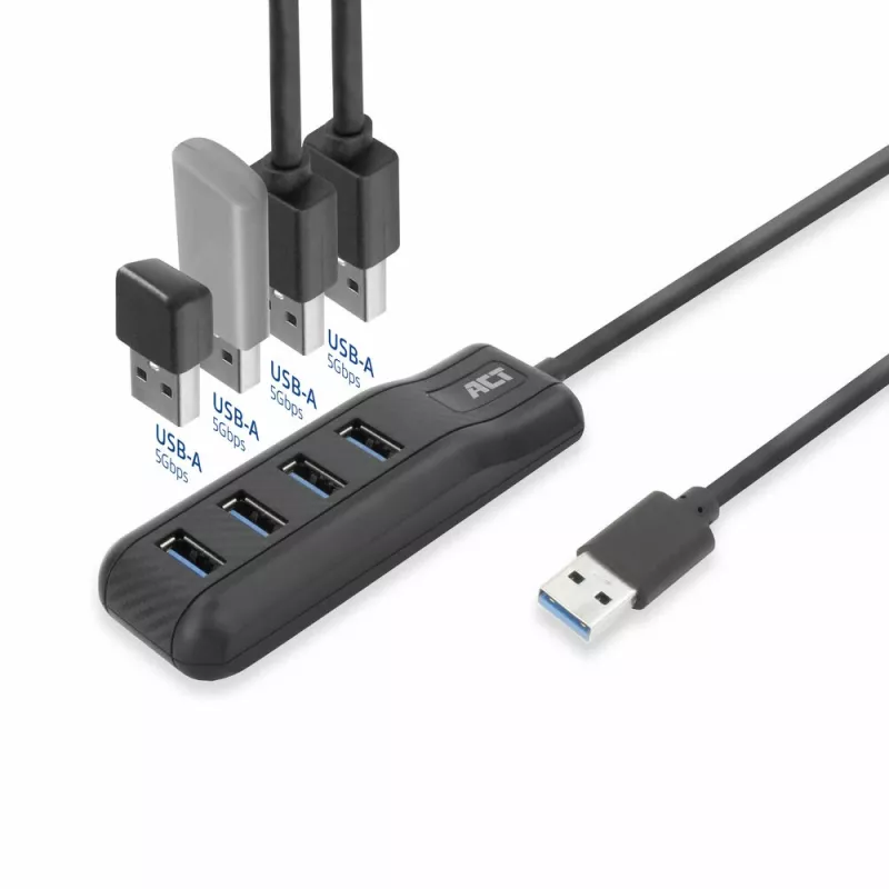 Hub interfacce ACT AC6320 USB 3.2 Gen 1 (3.1 Gen 1) Type-A 5000 Mbit/s nero