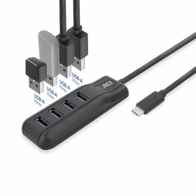 Hub interfacce ACT AC6420 USB 3.2 Gen 1 (3.1 Gen 1) Type-C 5000 Mbit/s nero